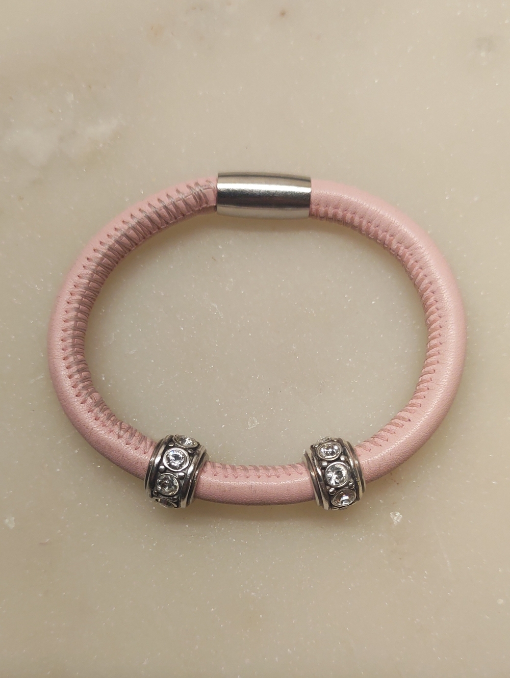 Brighton Woodstock Charm Bracelet Blush Pink With Glam Crystal Spacer Beads - Picture 3 of 9